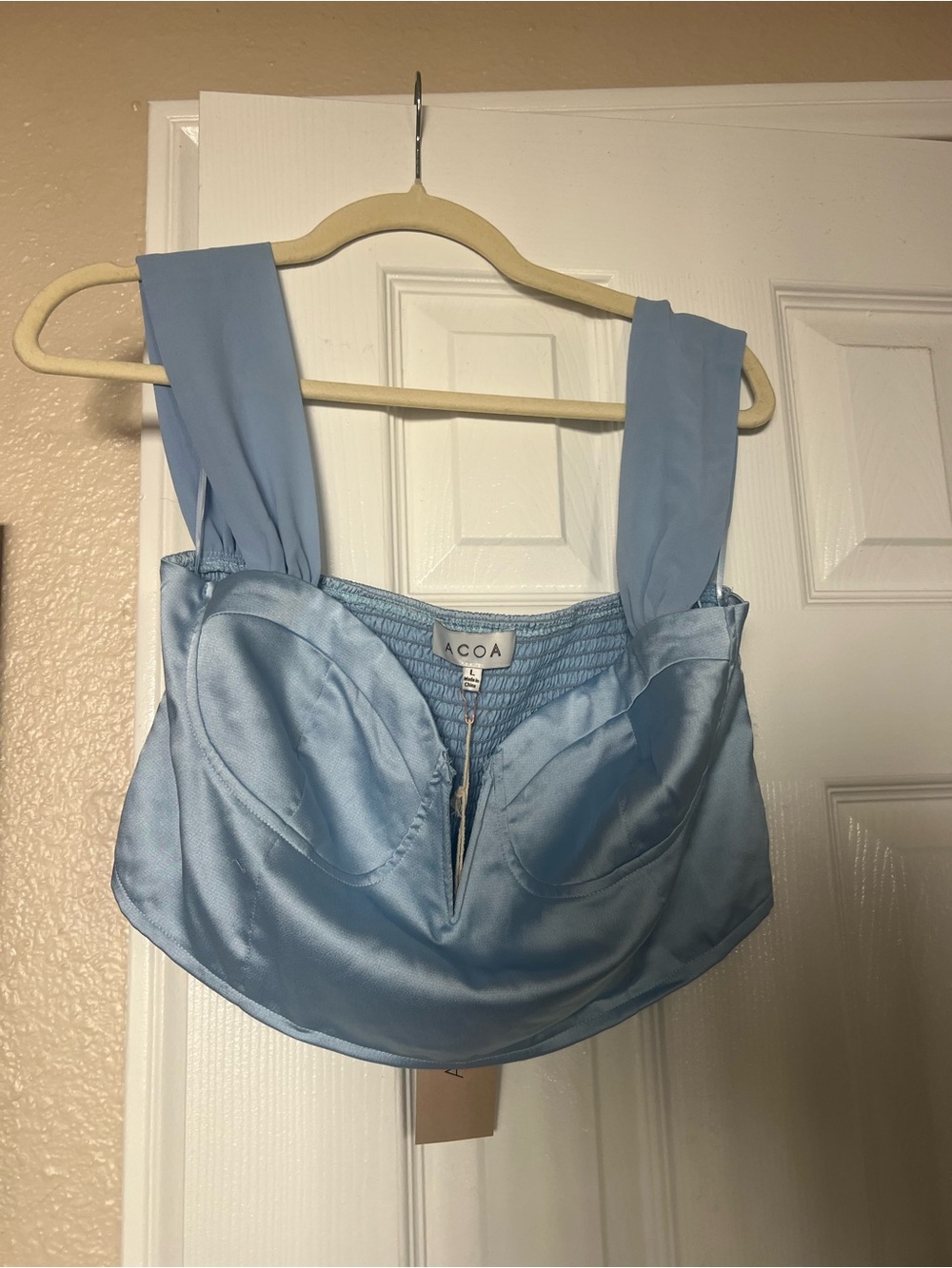 ACOA Sky Blue Satin Crop Top